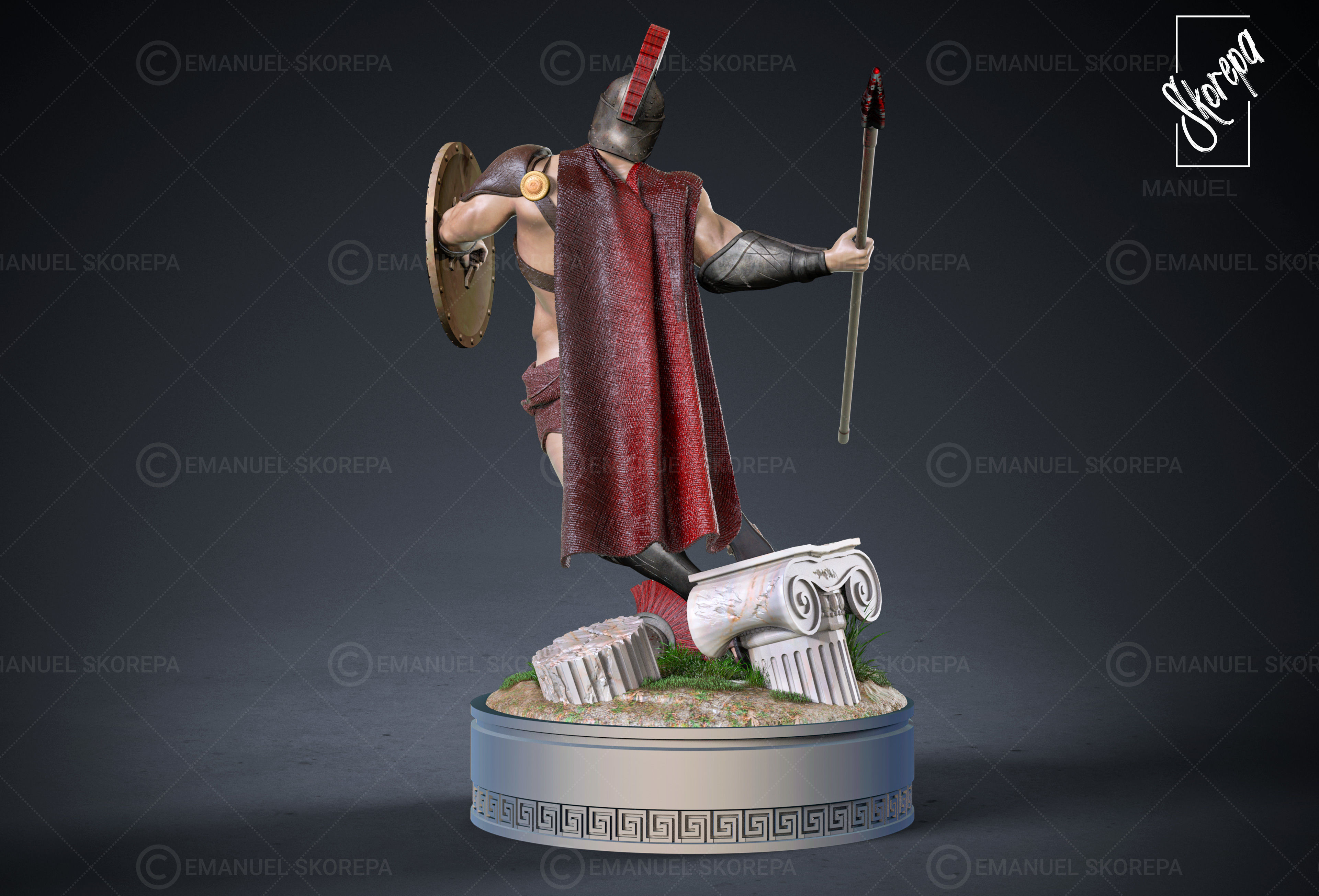 SPARTAN warrior statue 3D print model_2