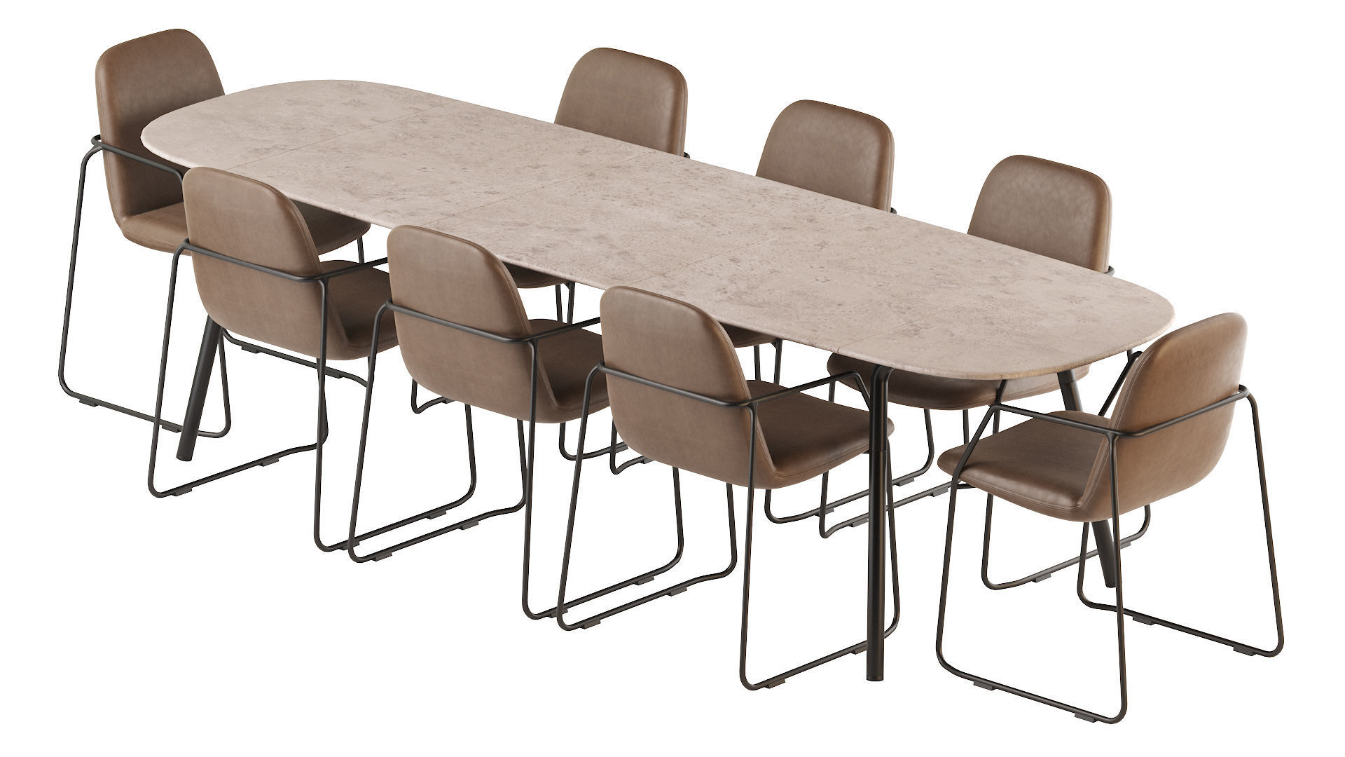 Minus Manutti Table and Manutti Loop Chair 3D model_1