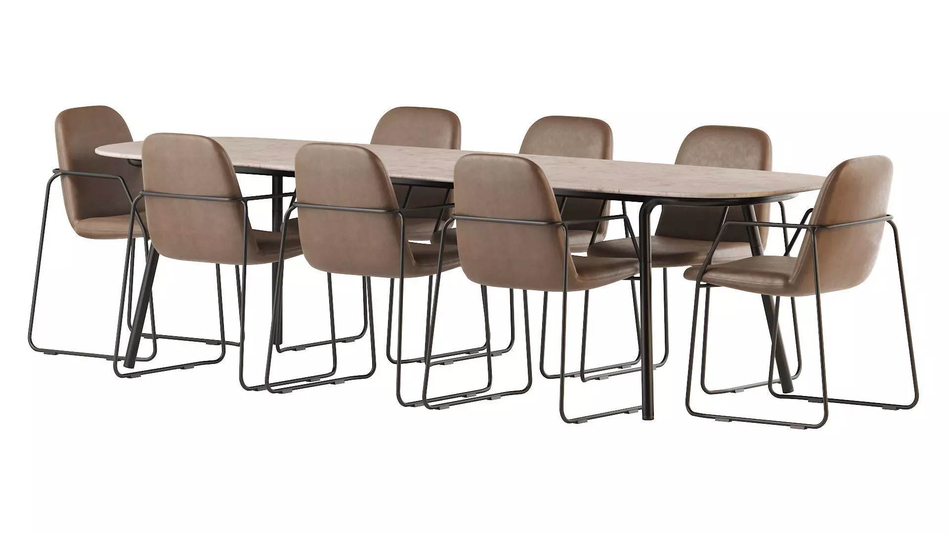 Minus Manutti Table and Manutti Loop Chair 3D model_0