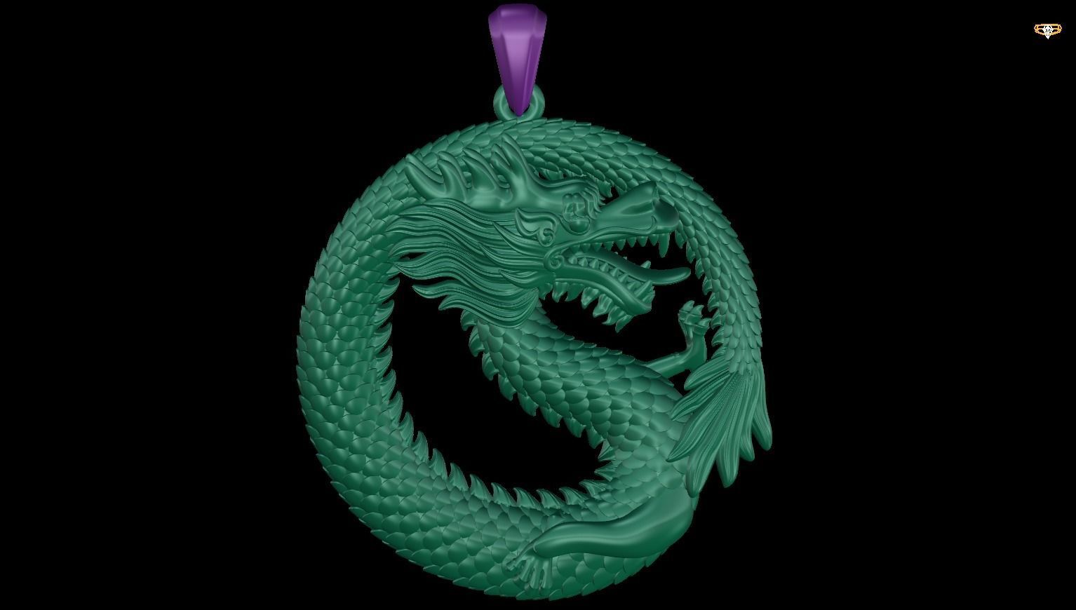 pendant dragon gold 3D print model_1