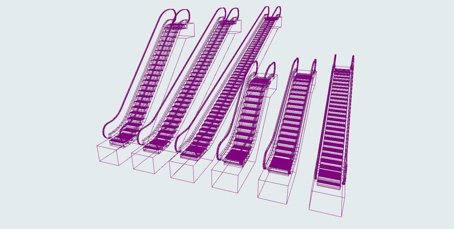 Escalator set of ladders 3D model_2