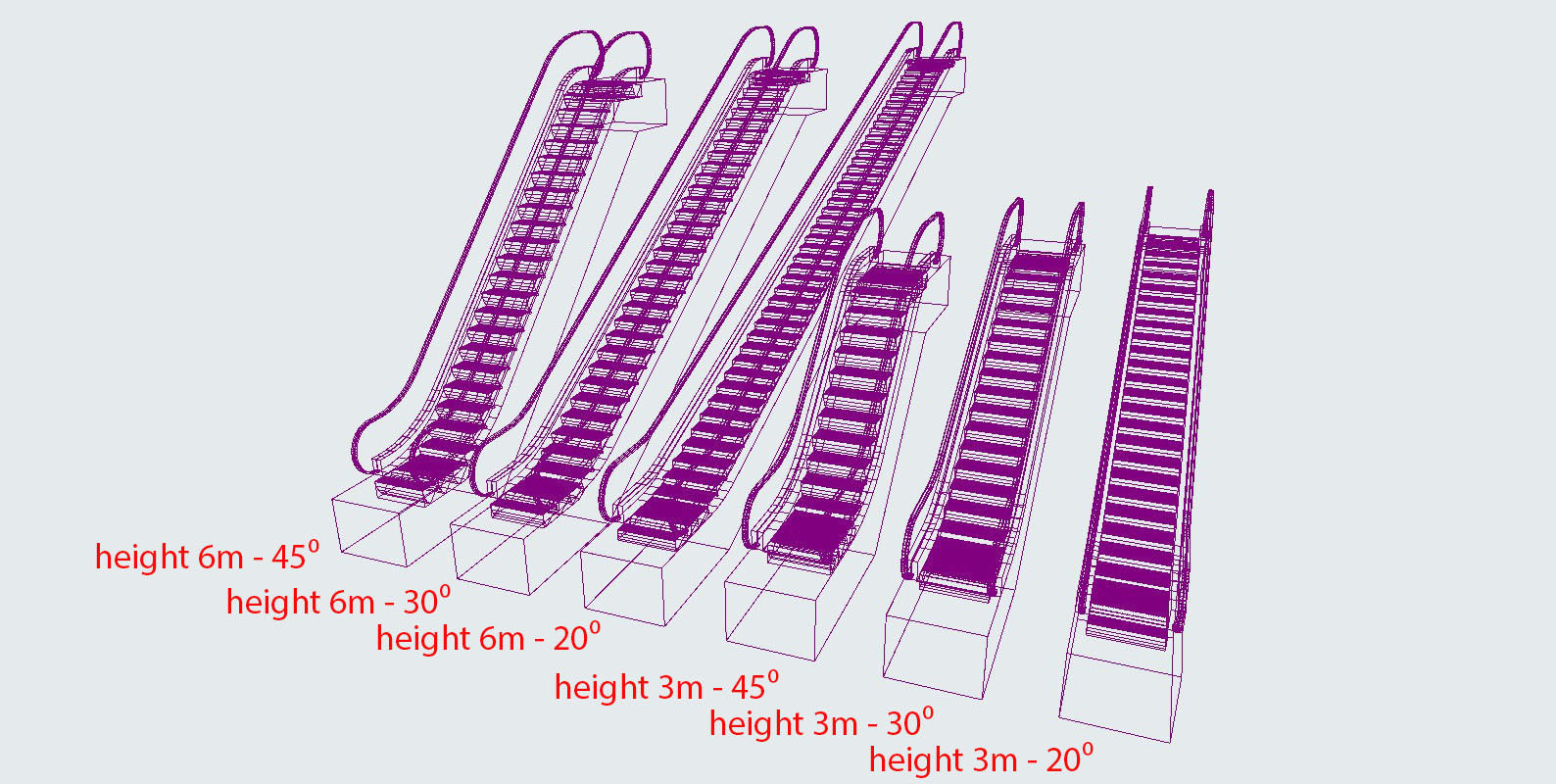 Escalator set of ladders 3D model_4