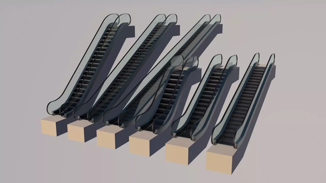 Escalator set of ladders 3D model_0