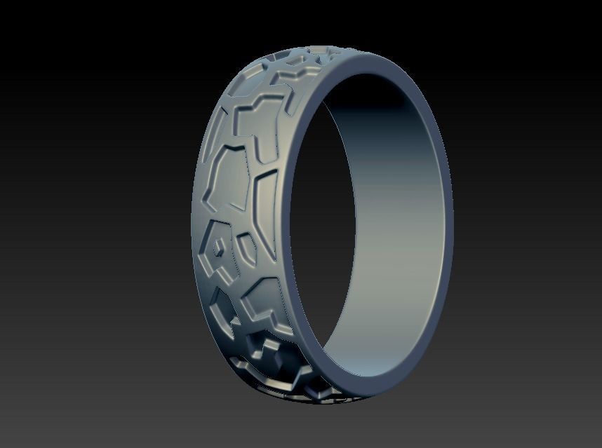 Wedding band promise rings solid color 3D print model_9