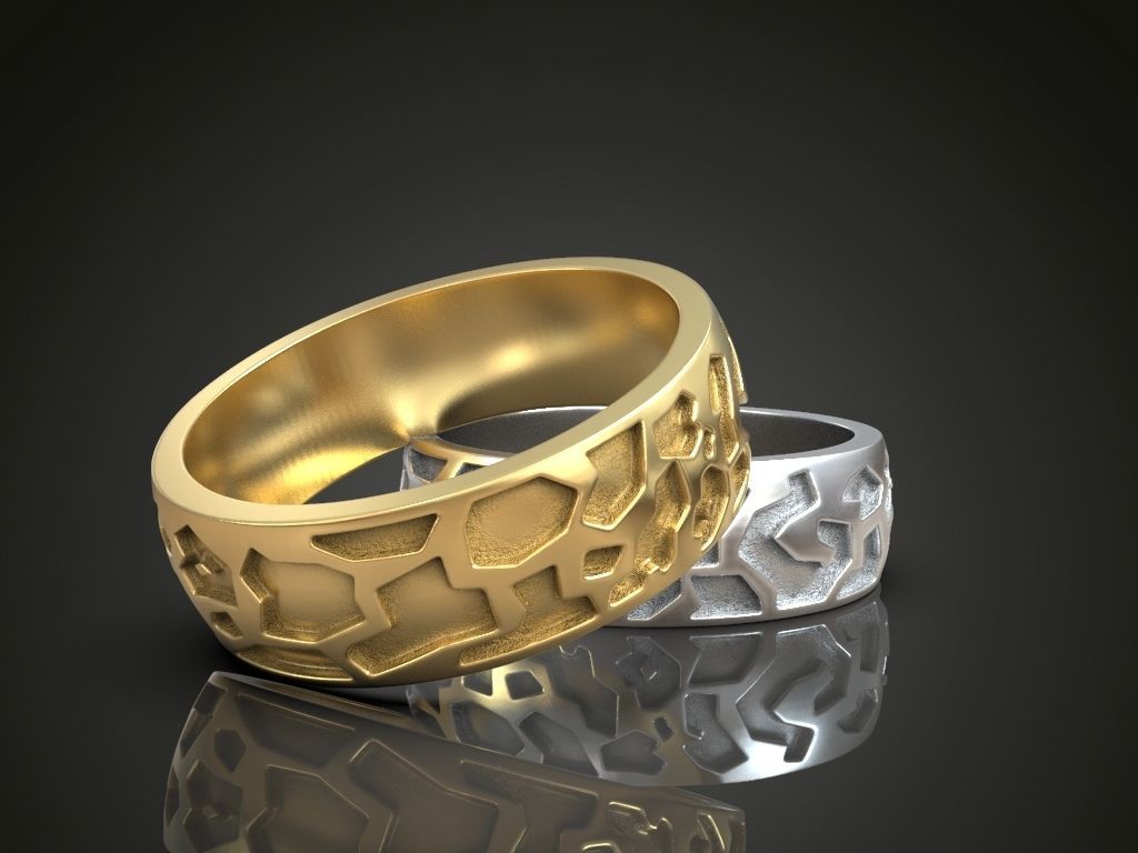 Wedding band promise rings solid color 3D print model_4