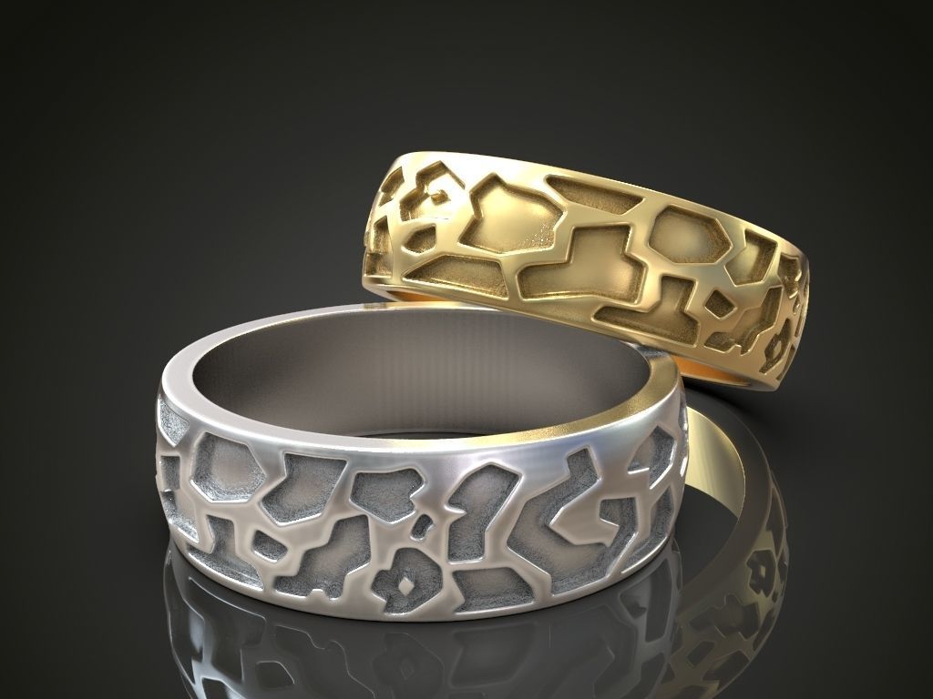 Wedding band promise rings solid color 3D print model_1