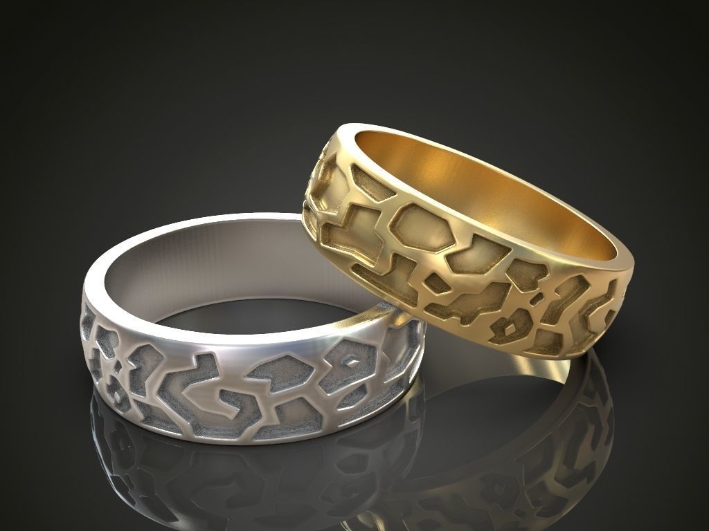 Wedding band promise rings solid color 3D print model_2