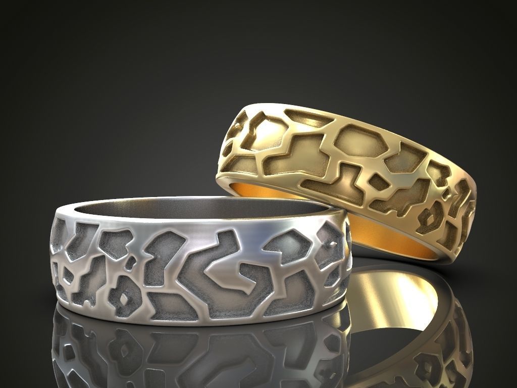 Wedding band promise rings solid color 3D print model_7
