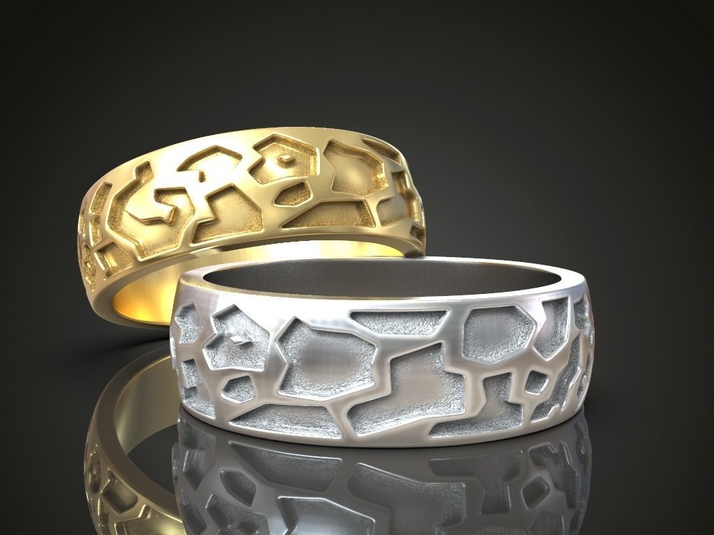 Wedding band promise rings solid color 3D print model_3
