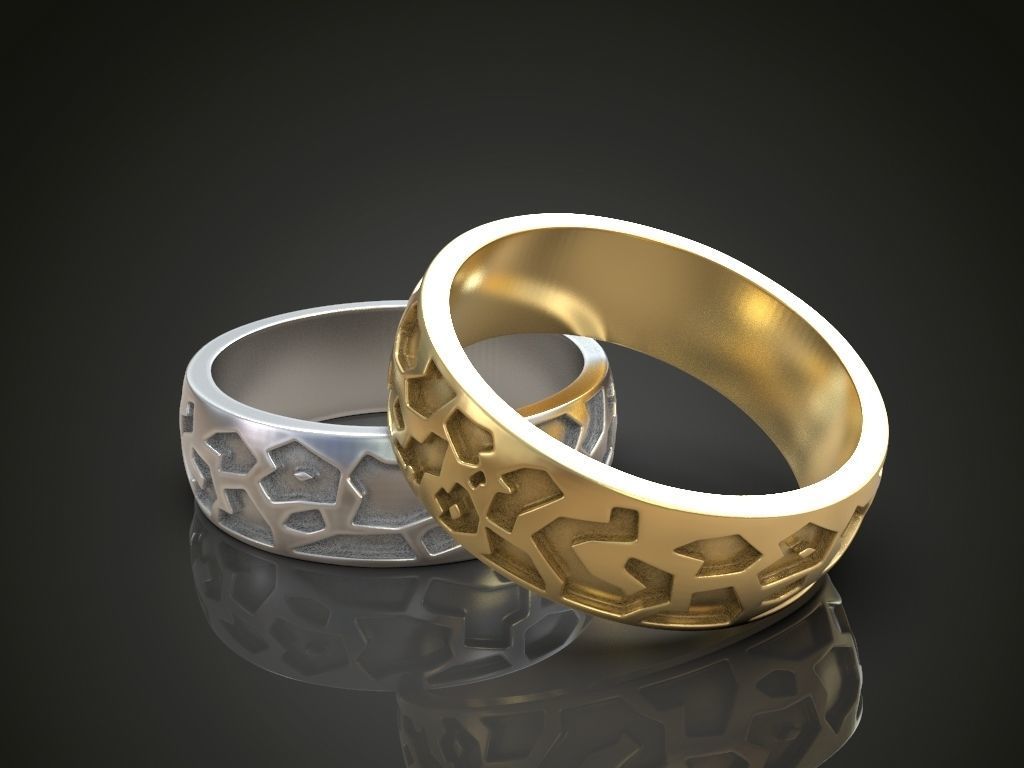Wedding band promise rings solid color 3D print model_5