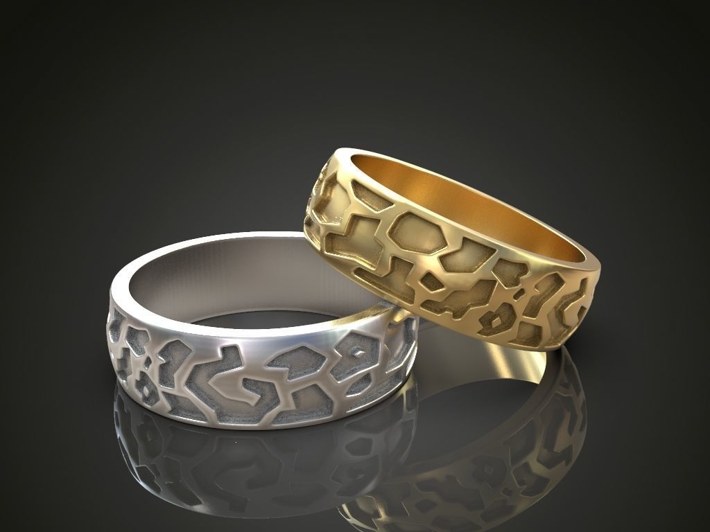 Wedding band promise rings solid color 3D print model_6