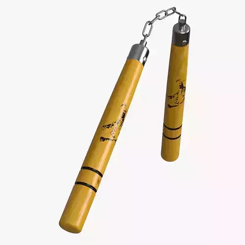 Nunchaku Bruce Lee in wood Low-poly 3D model