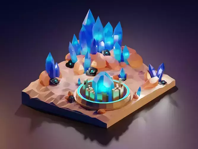 island with crystals