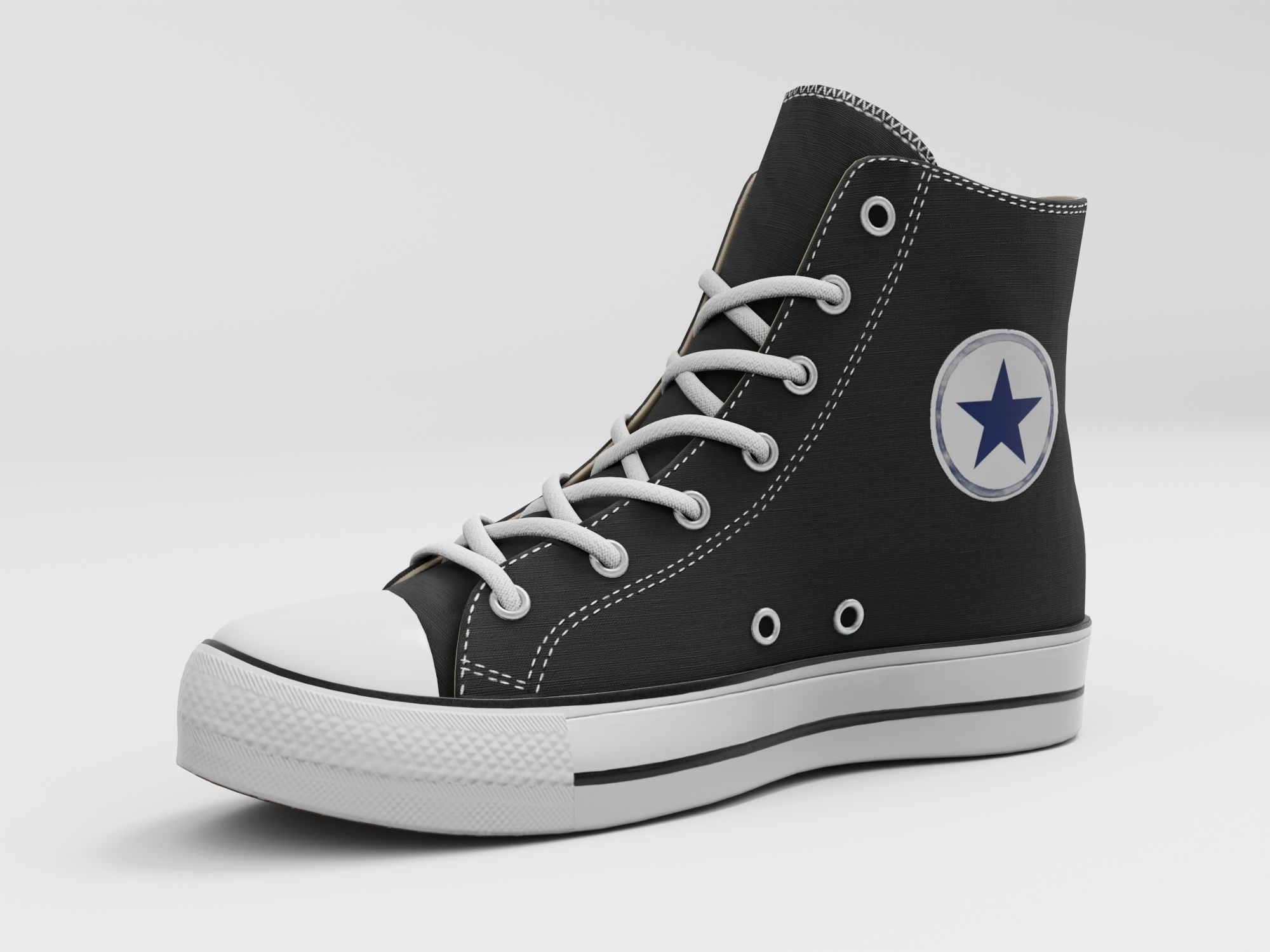 Converse All Star Style Unisex - Shoe Black PBR Low-poly 3D model_6