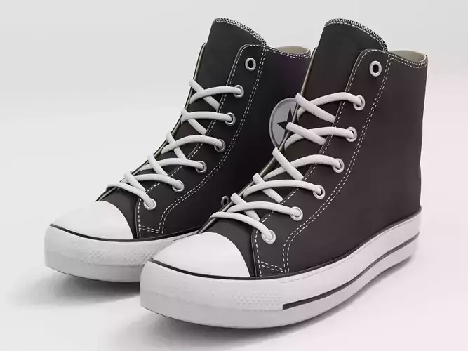 Converse All Star Style Unisex - Shoe Black PBR Low-poly 3D model