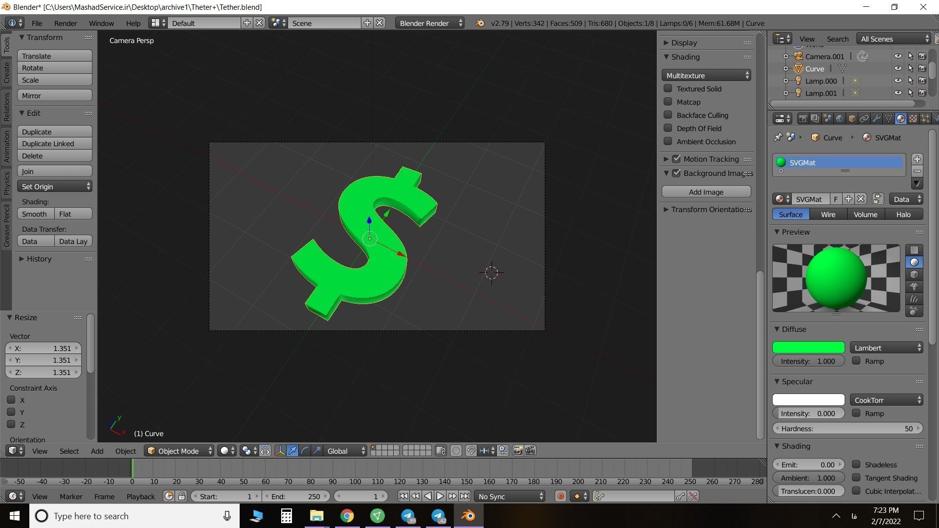 Dollar Sign Low-poly 3D model_3