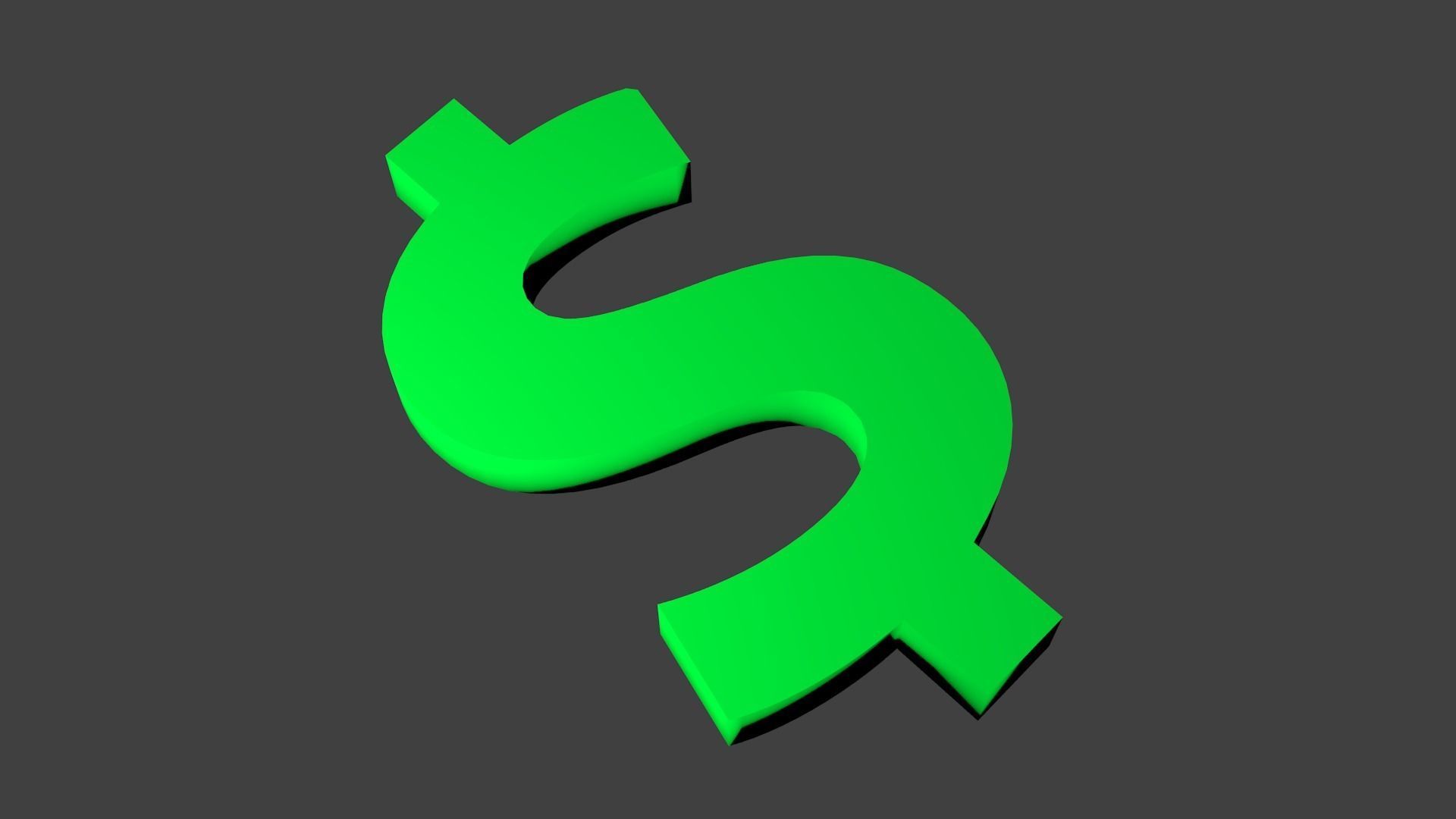 Dollar Sign Low-poly 3D model_1