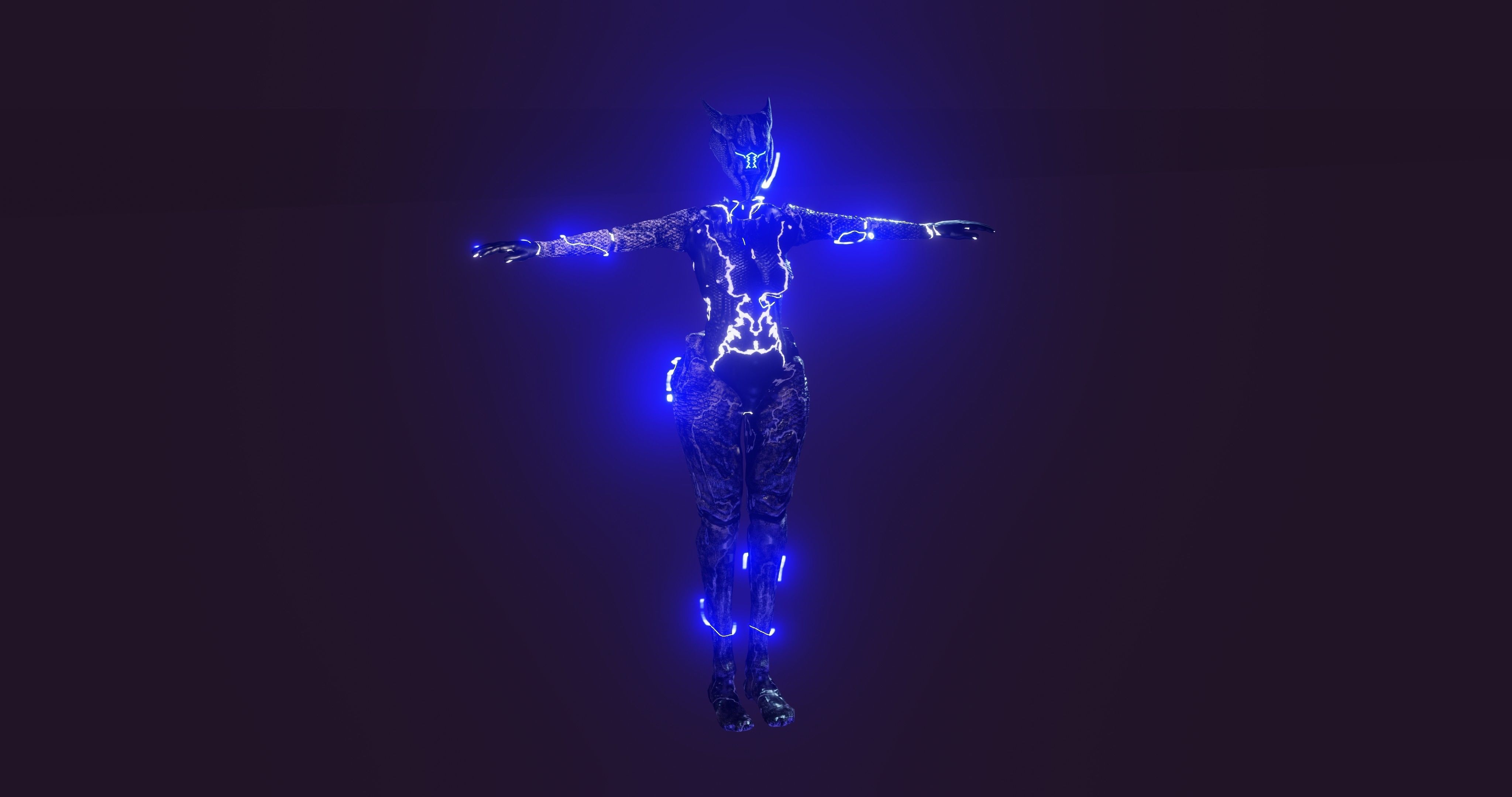 Female Sentinel of Lightning Low-poly 3D model_17