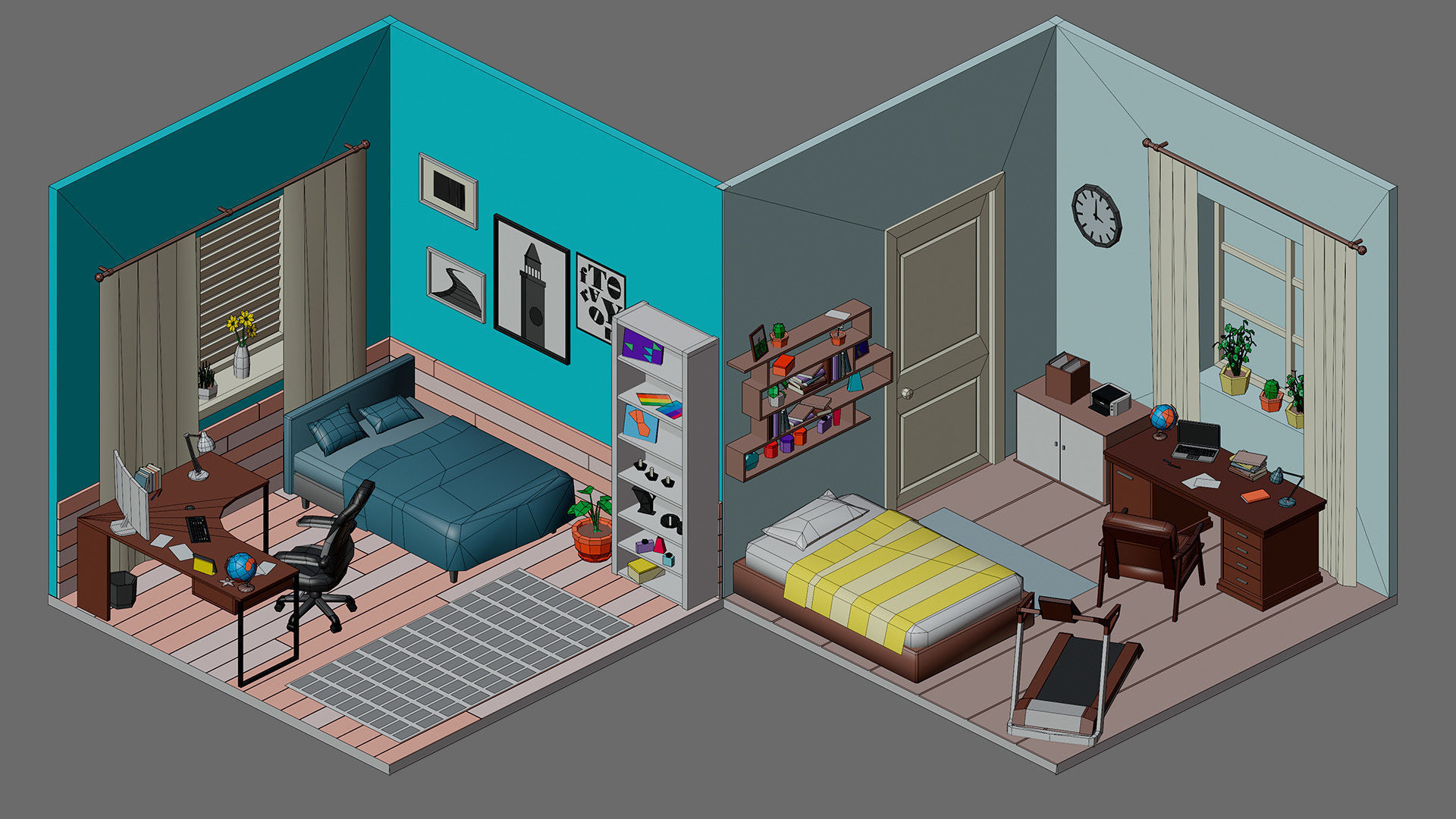 room 23 Low-poly 3D model_1