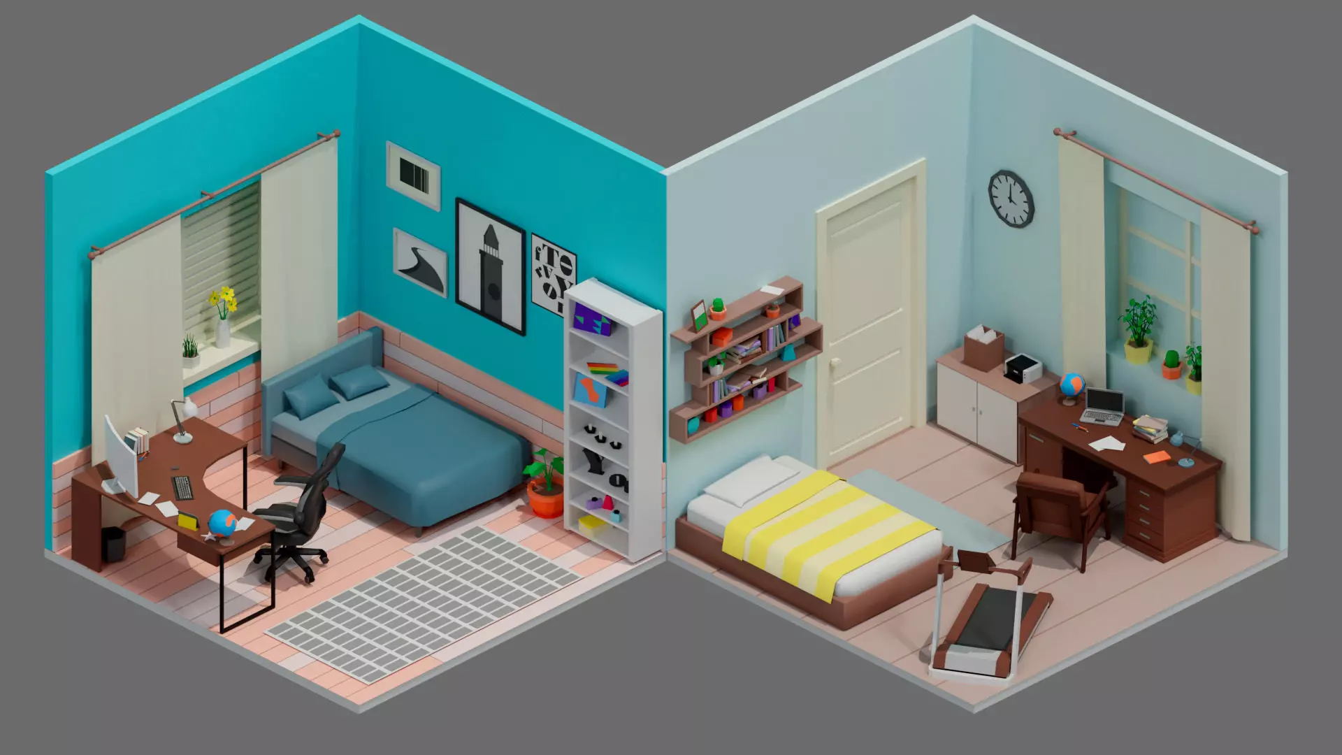 room 23 Low-poly 3D model_0