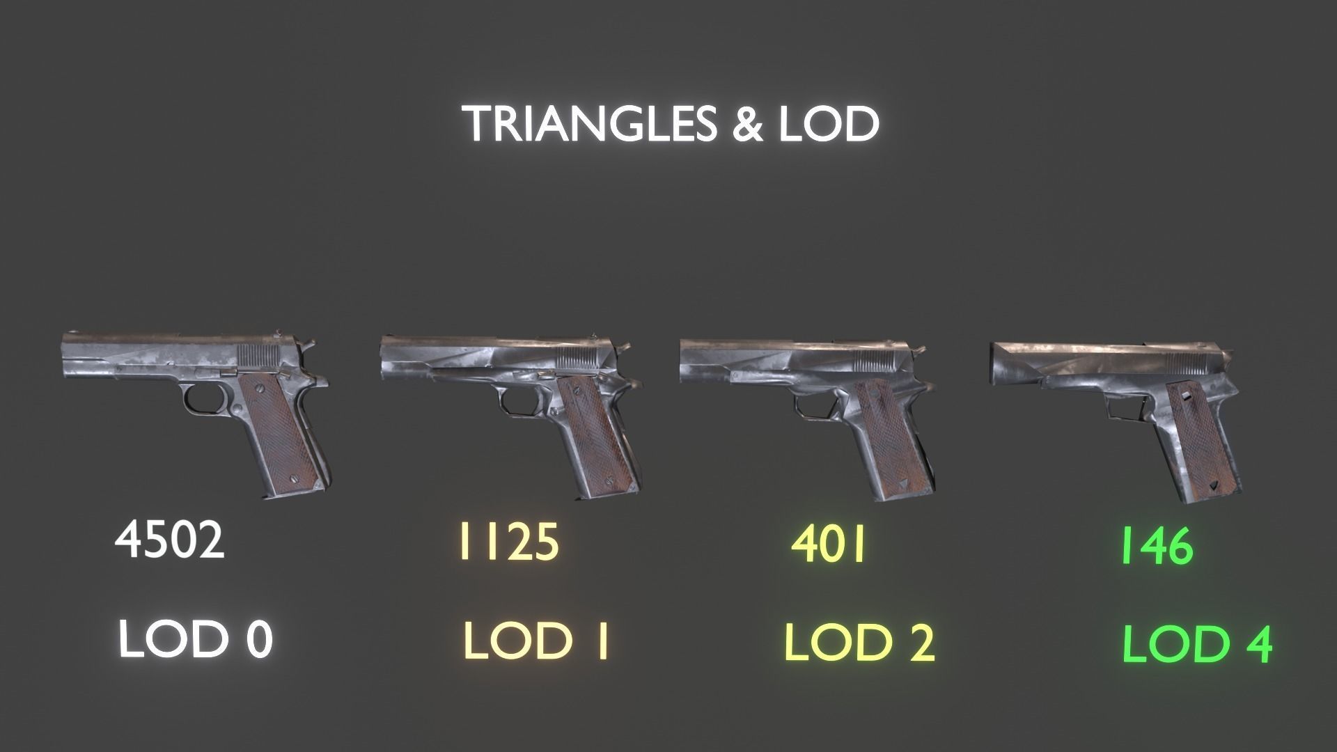 M1911 Pistol  Low-poly 3D model_24