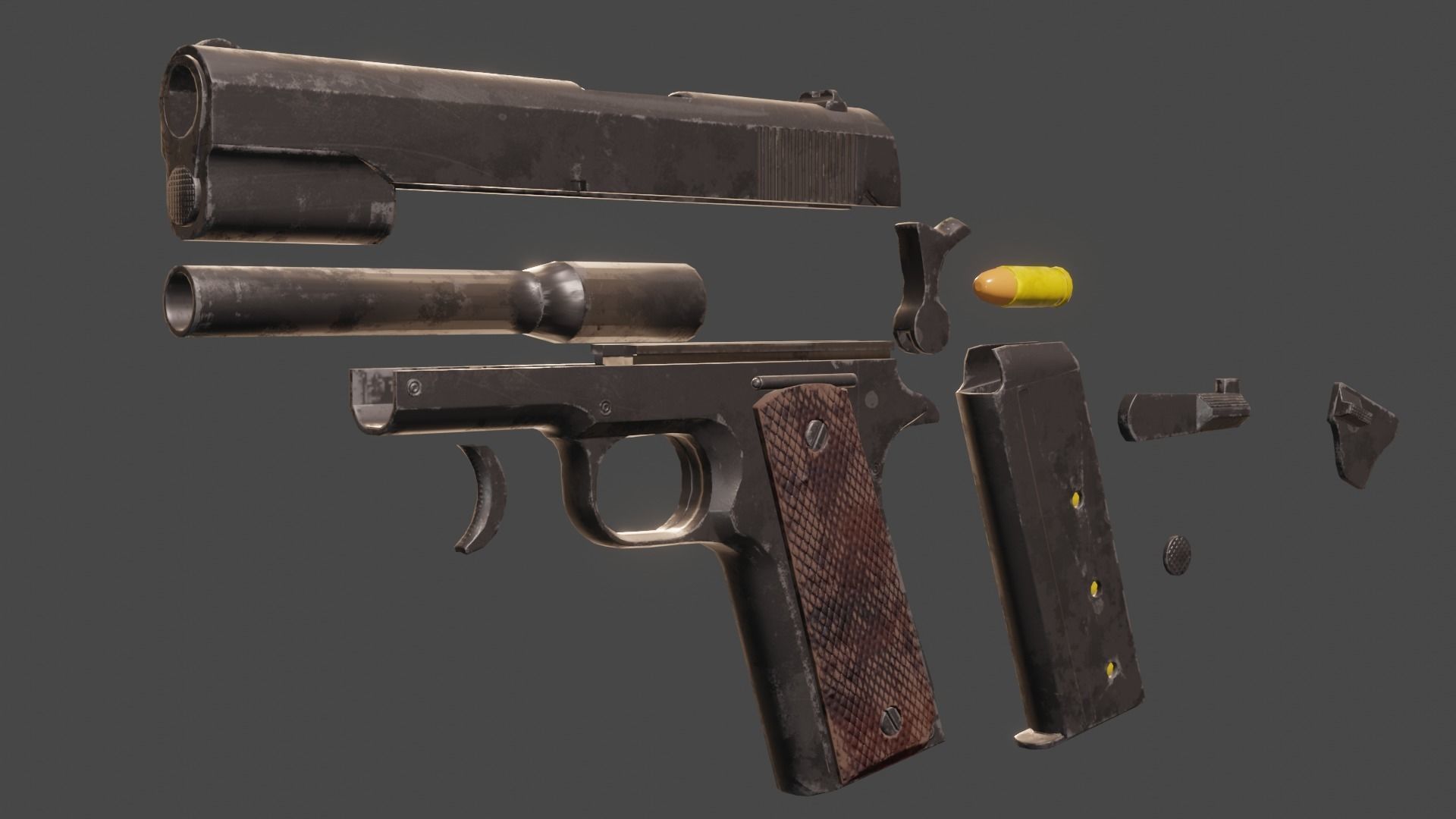 M1911 Pistol  Low-poly 3D model_18