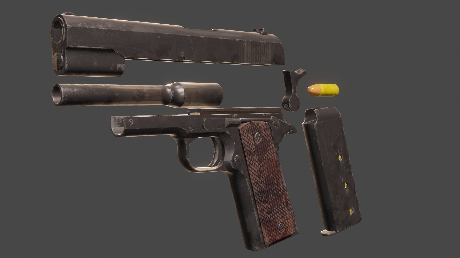 M1911 Pistol  Low-poly 3D model_3