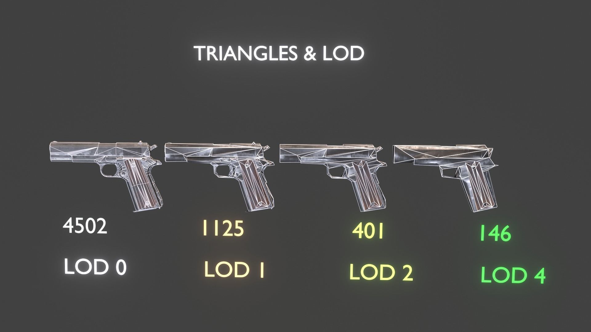 M1911 Pistol  Low-poly 3D model_25