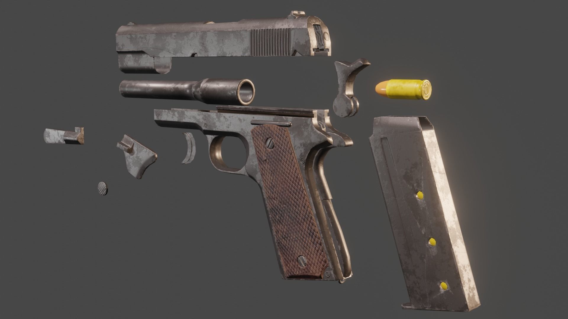 M1911 Pistol  Low-poly 3D model_17
