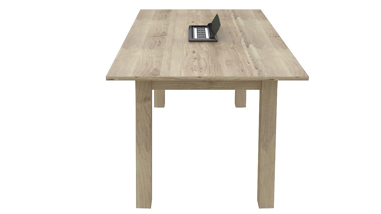 Wooden table with grommet 3D model_3