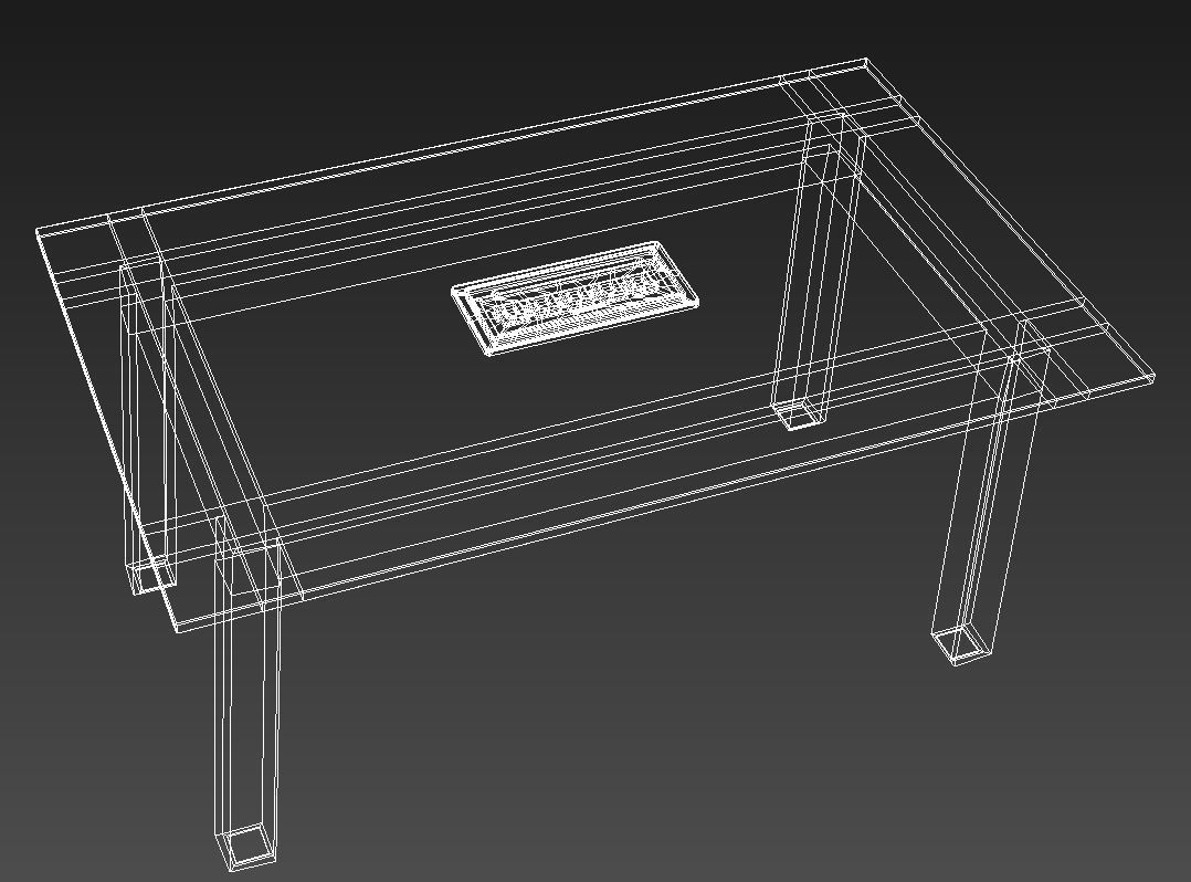 Wooden table with grommet 3D model_12