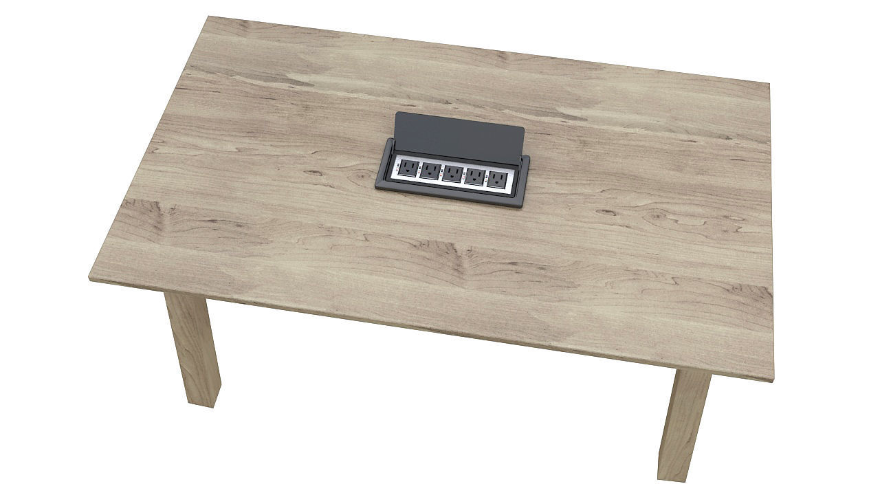 Wooden table with grommet 3D model_6