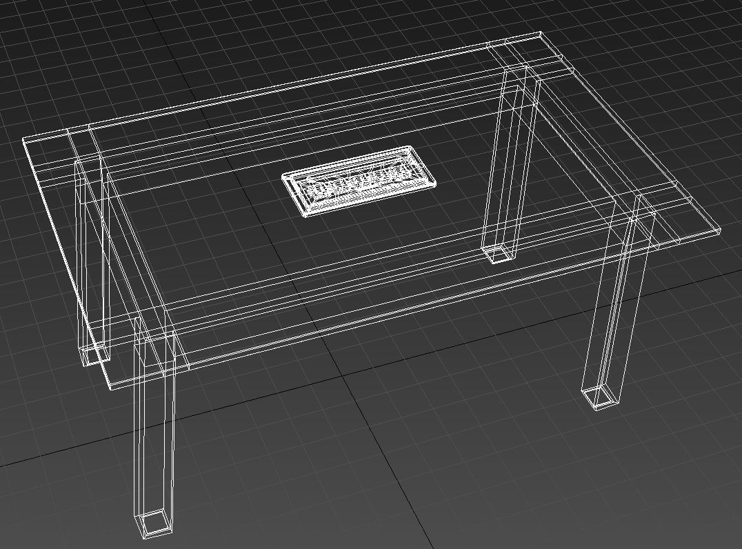 Wooden table with grommet 3D model_11