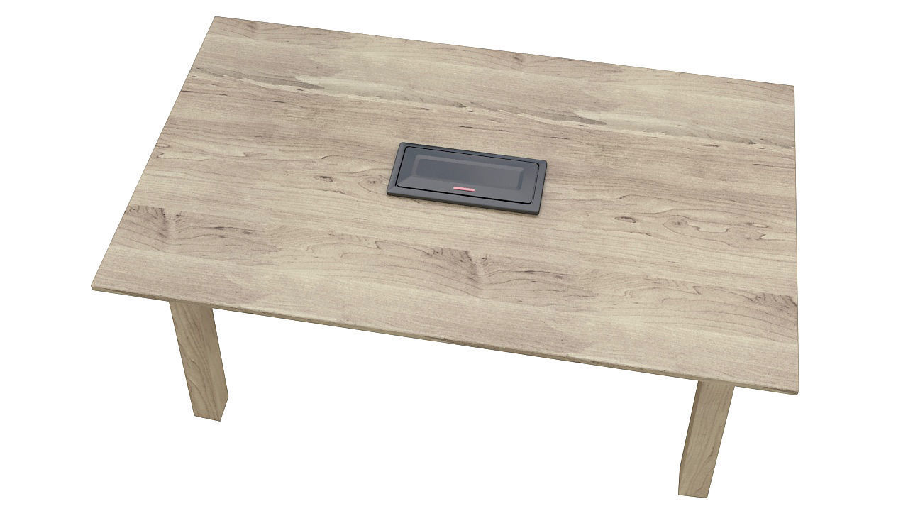 Wooden table with grommet 3D model_5