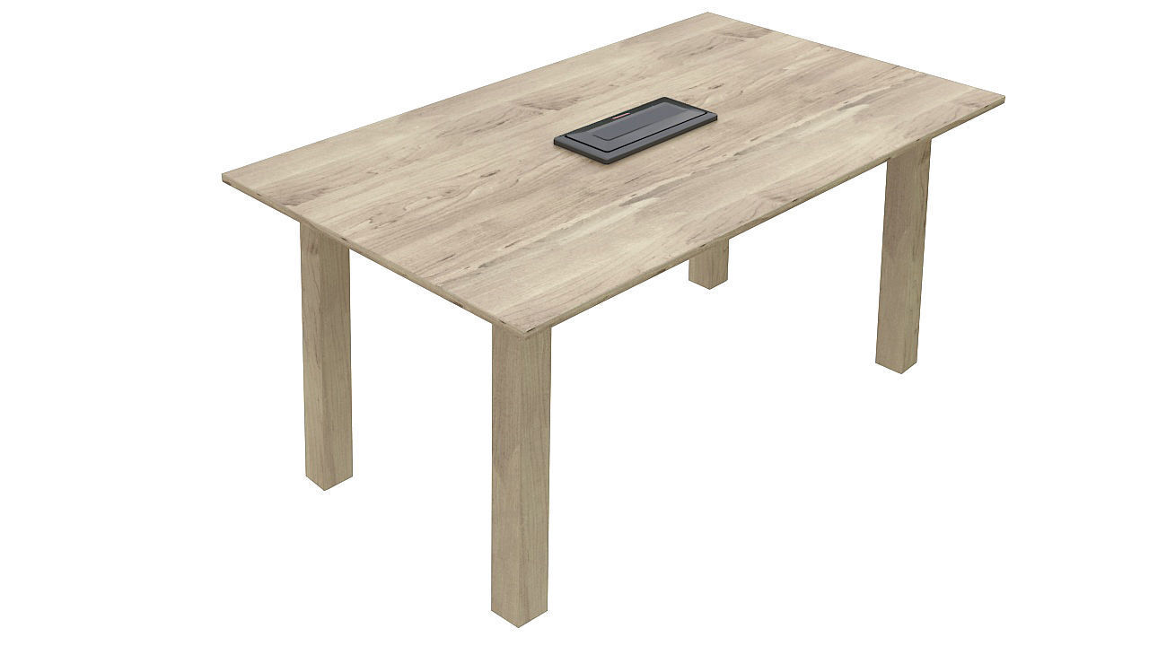 Wooden table with grommet 3D model_1