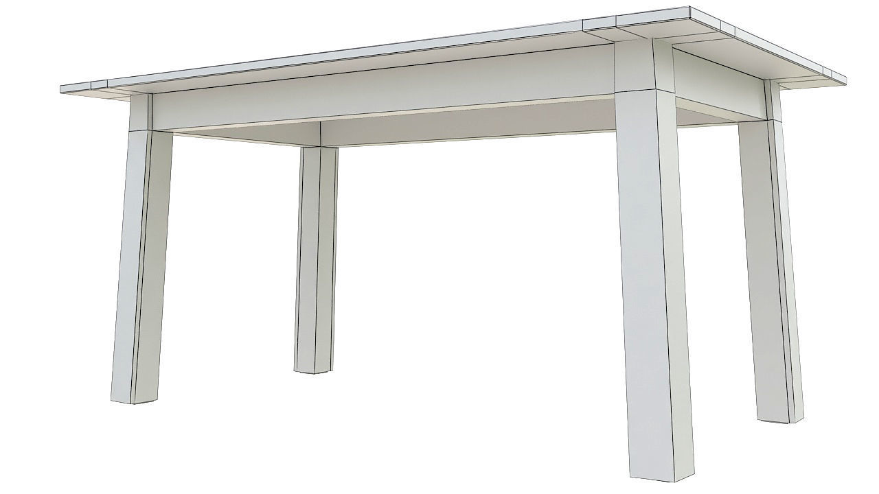 Wooden table with grommet 3D model_8