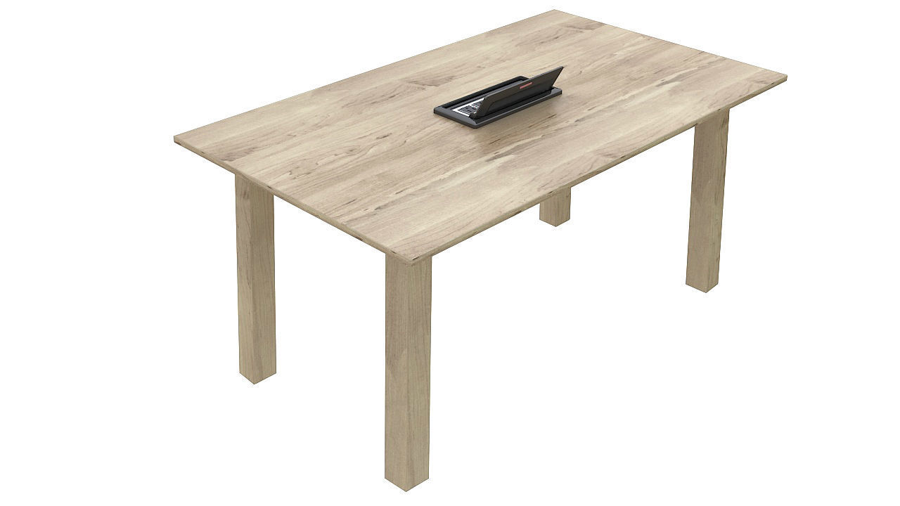 Wooden table with grommet 3D model_2