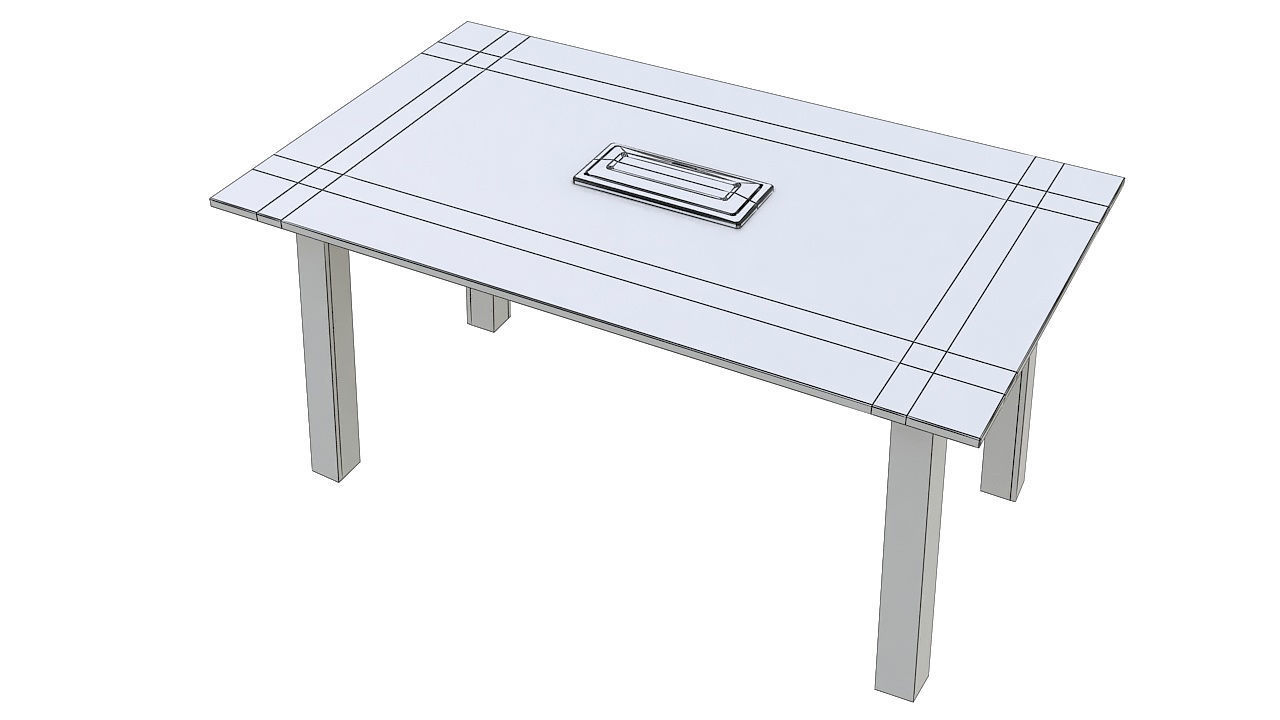 Wooden table with grommet 3D model_9