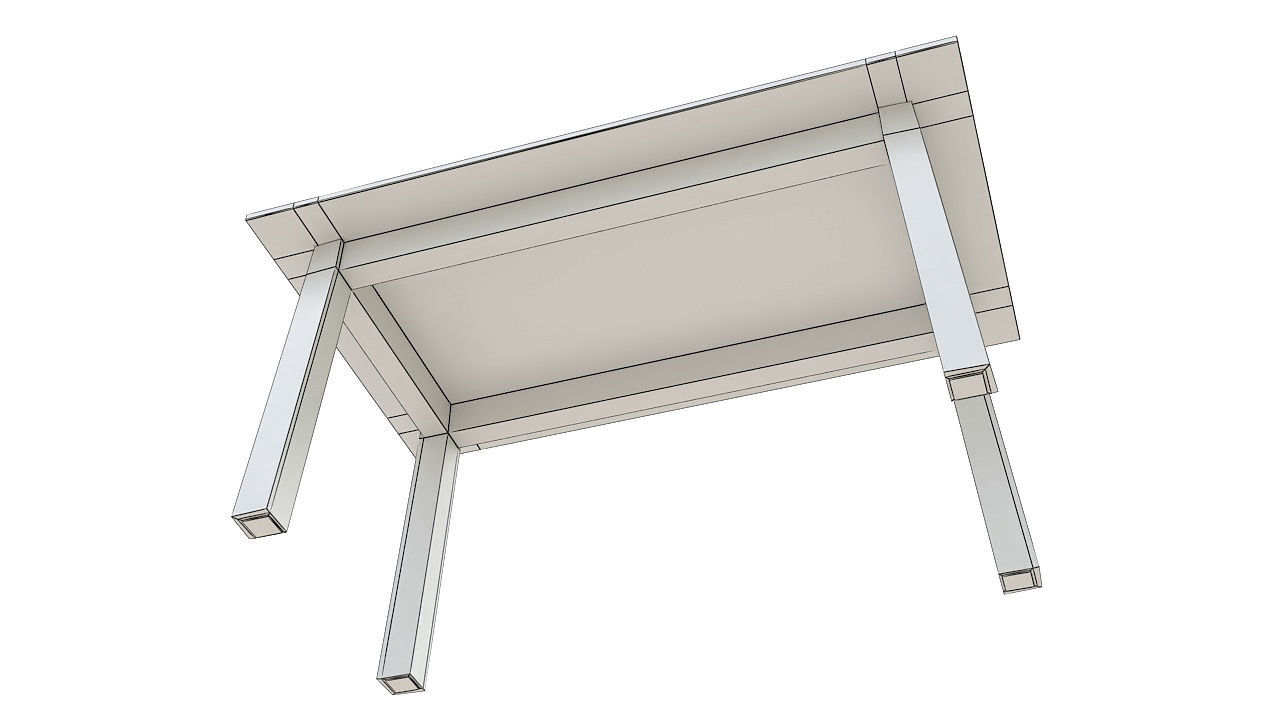 Wooden table with grommet 3D model_10