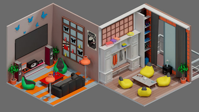 room 27 Low-poly 3D model