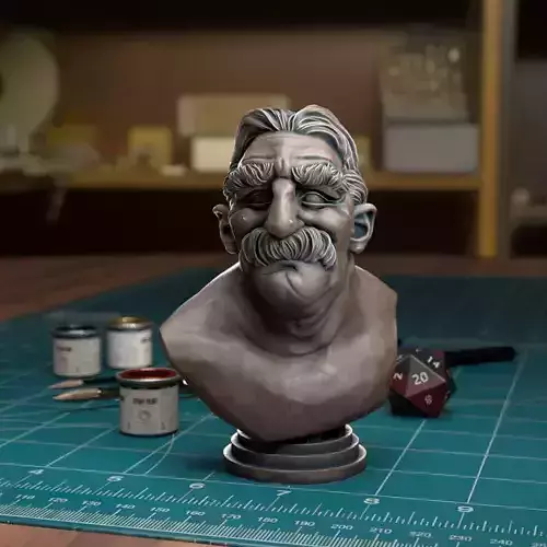 Mustache Man Bust  - Pre-Supported