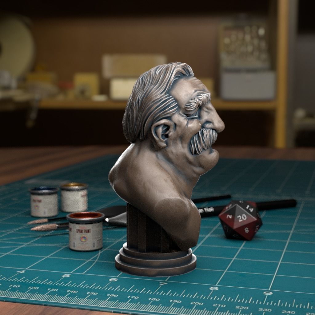 Mustache Man Bust - Pre-Supported 3D print model_1