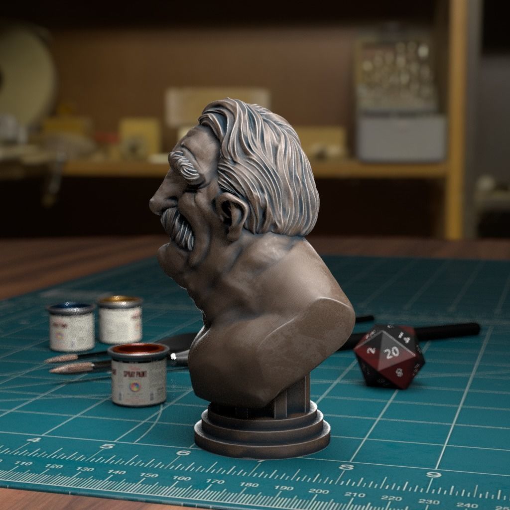 Mustache Man Bust - Pre-Supported 3D print model_3