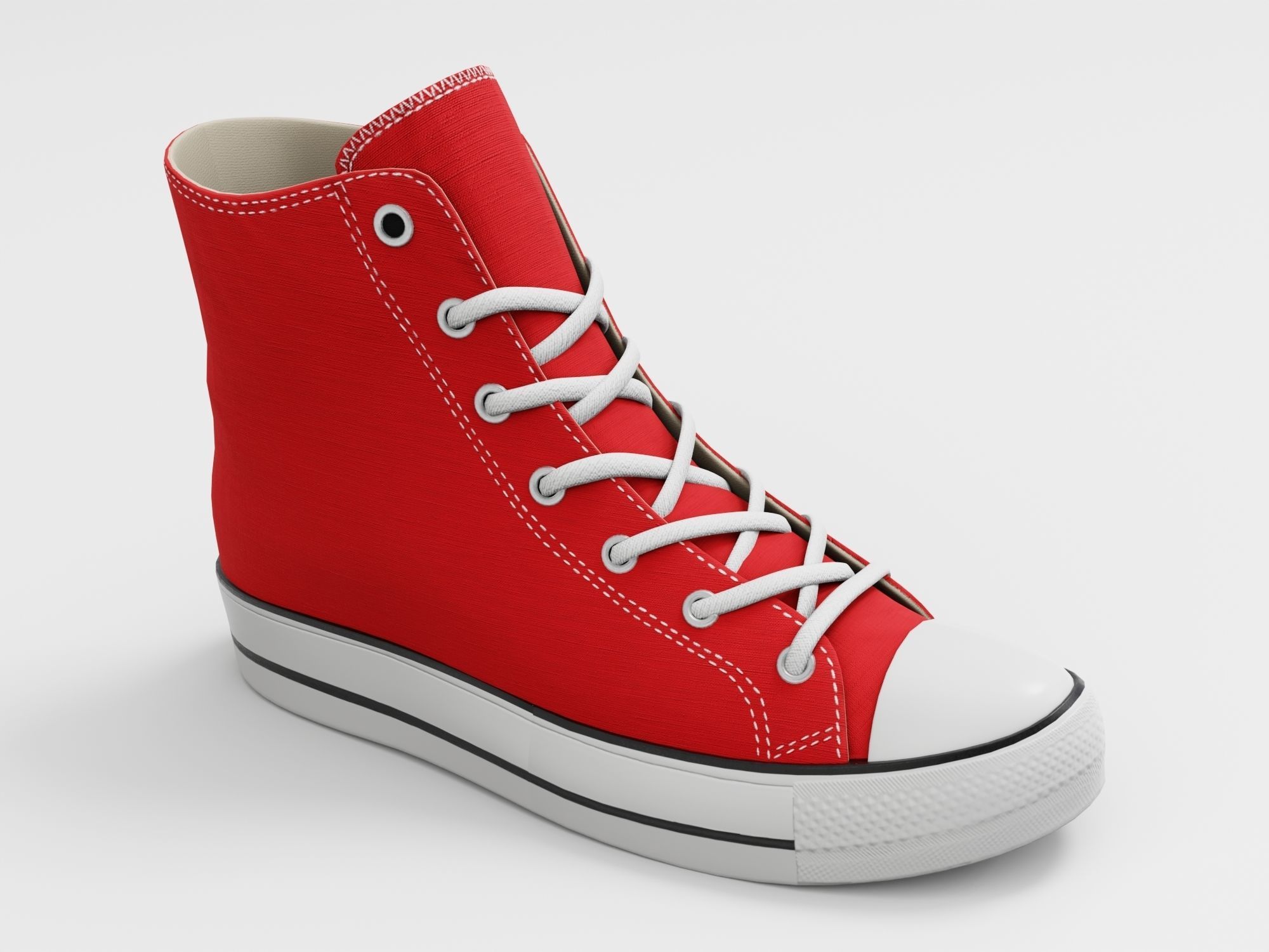 Converse All Star Style Unisex - Shoe Red PBR Low-poly 3D model_2