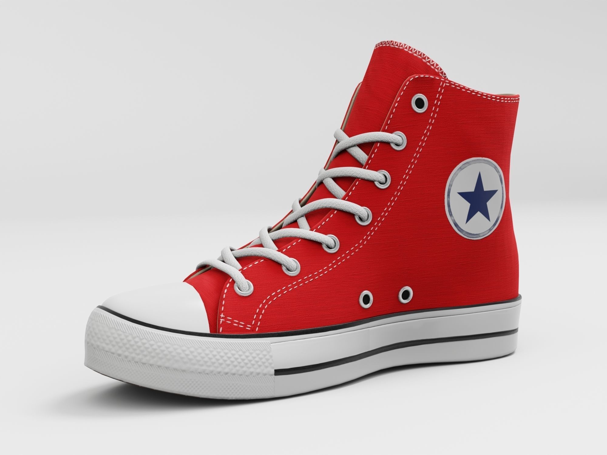Converse All Star Style Unisex - Shoe Red PBR Low-poly 3D model_6