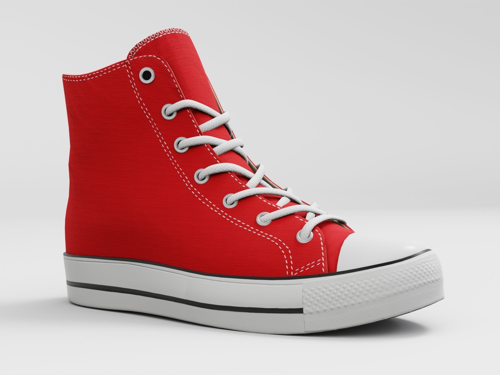 Converse All Star Style Unisex - Shoe Red PBR Low-poly 3D model_4