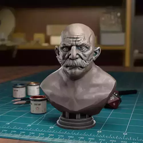 Strong man Bust - Pre-Supported 3D print model