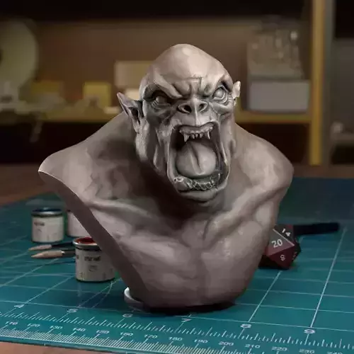 Shouty Orc Bust - Pre-Supported
