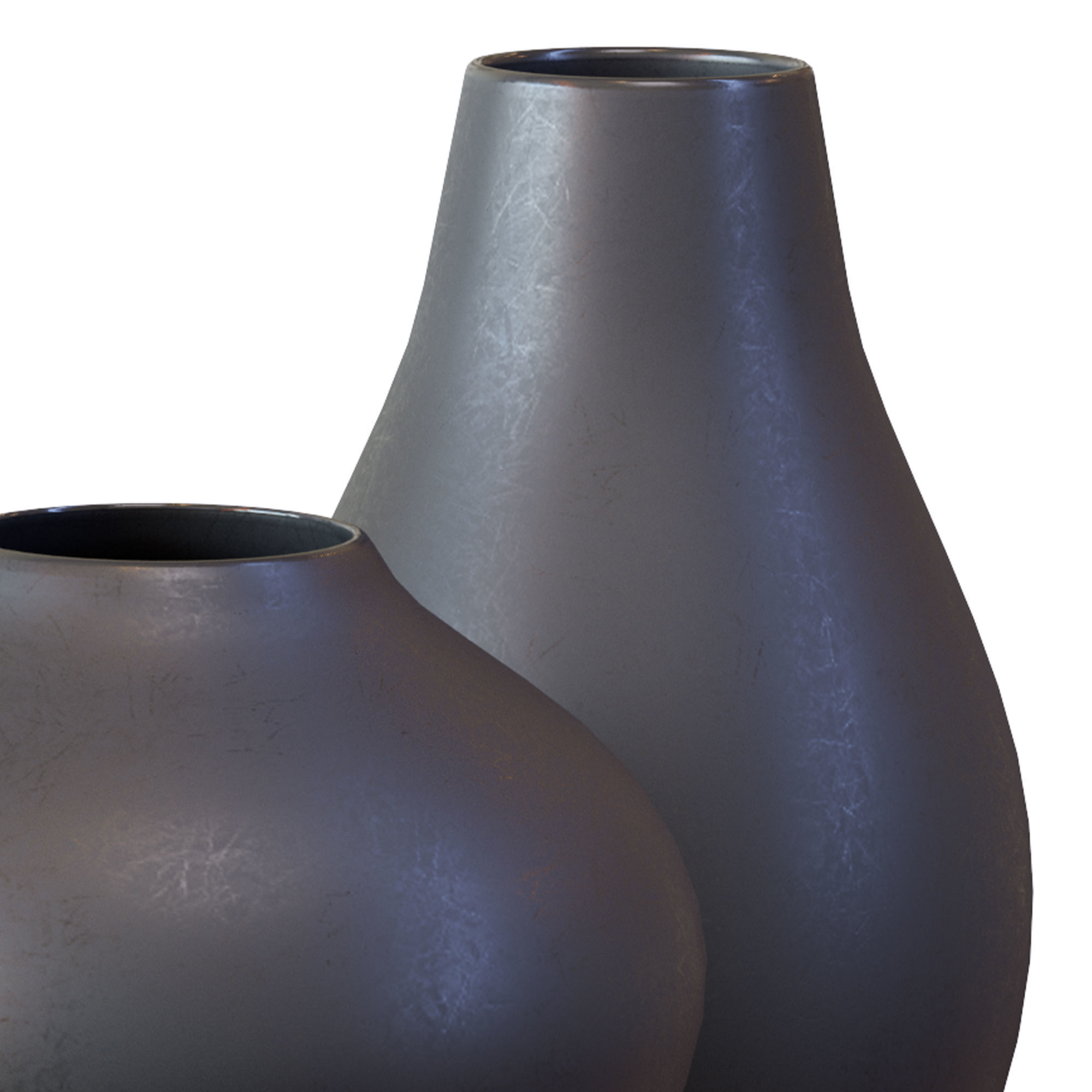 Pure Black Ceramic Vases Low-poly 3D model_4