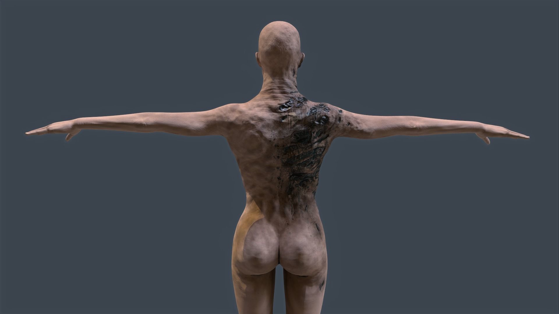 Female Zombie Game Ready 3D model_8
